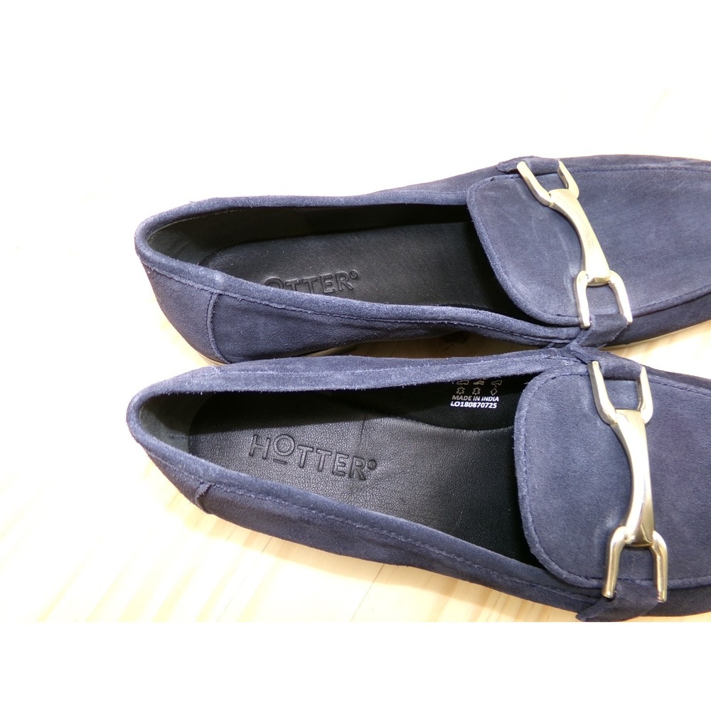 Hotter Horse Bit Loafers Shoes Womens Blue Size 9 Suede Slip On - Picture 7 of 8